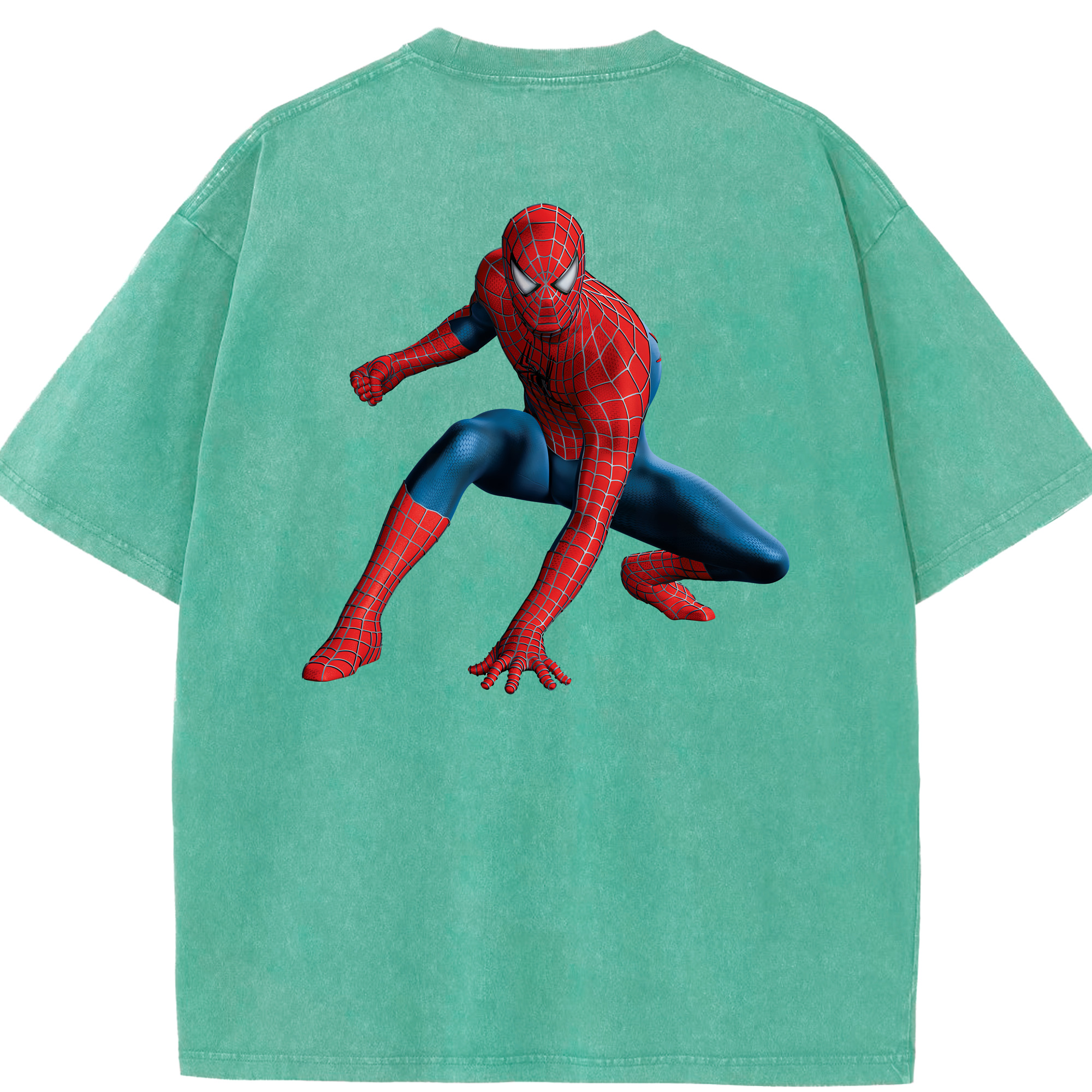 （画像用） Spider Man スパイダーマン 綿100% ヴィンテージ風 半袖Tシャツ（背面プリント）